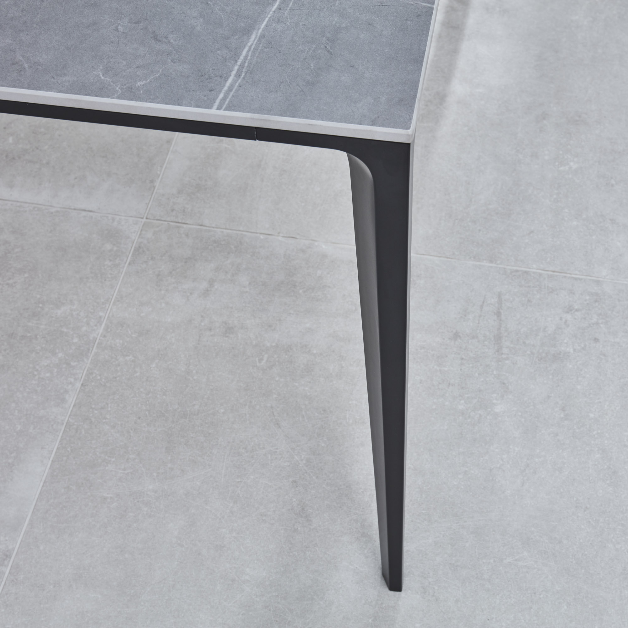 Bellagio 160cm Grey Sintered Stone Dining Table with Black Contemporary Base