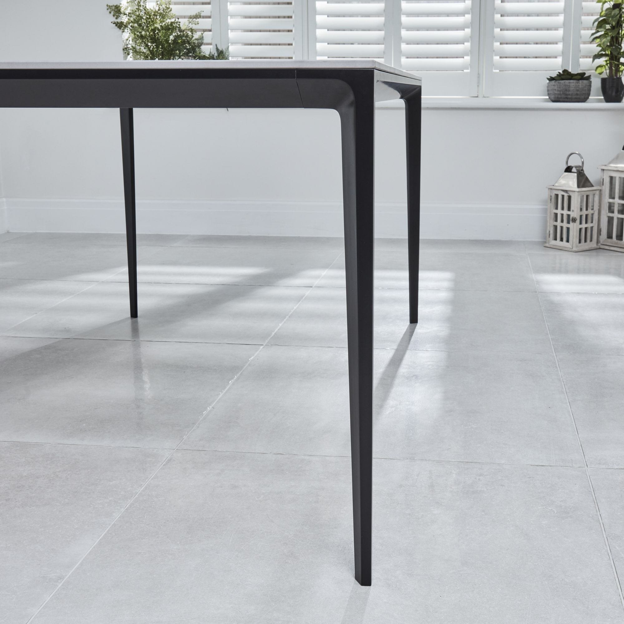 Bellagio 160cm Grey Sintered Stone Dining Table with Black Contemporary Base