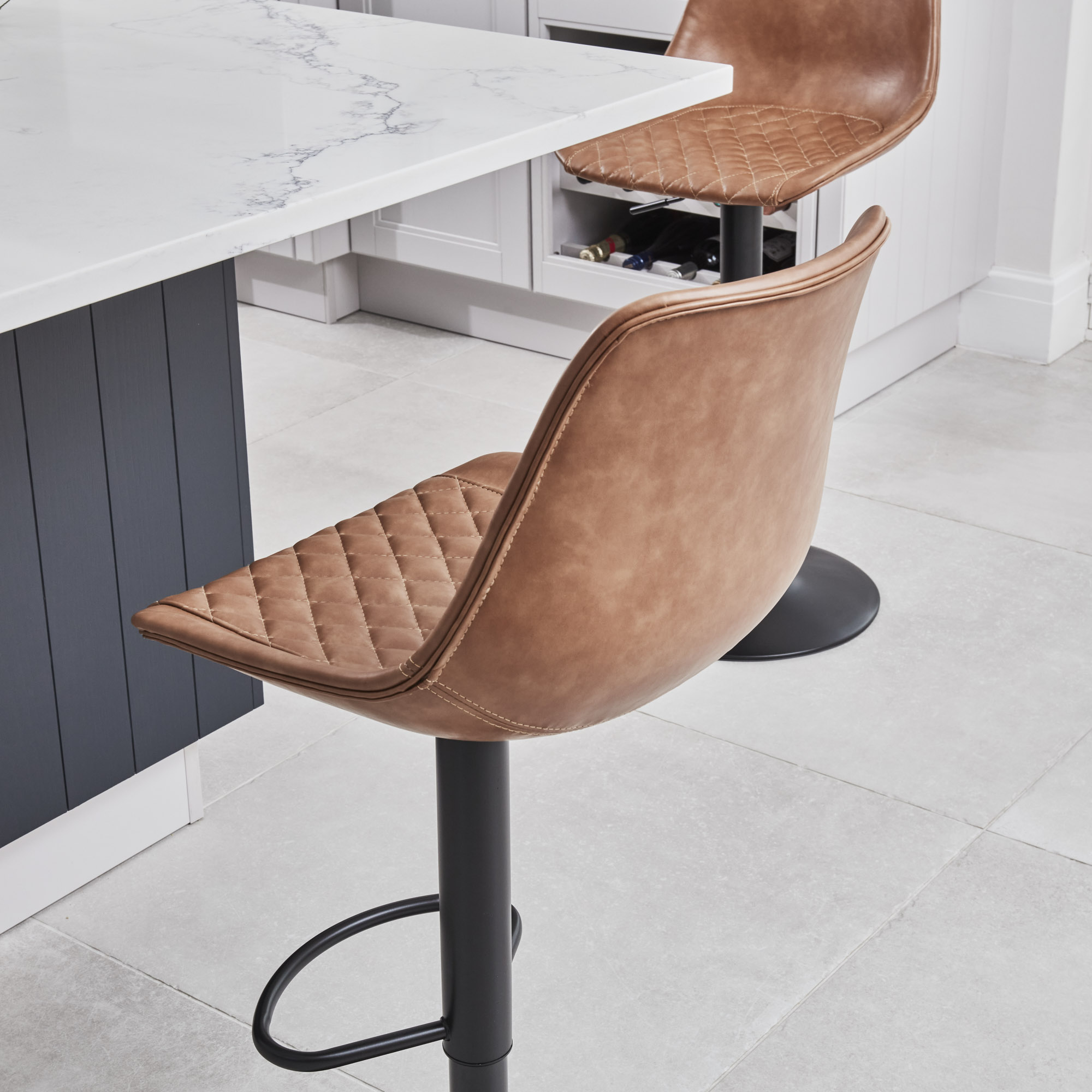 Enzo Faux Tan Brown Leather Kitchen/Bar High Back Stool