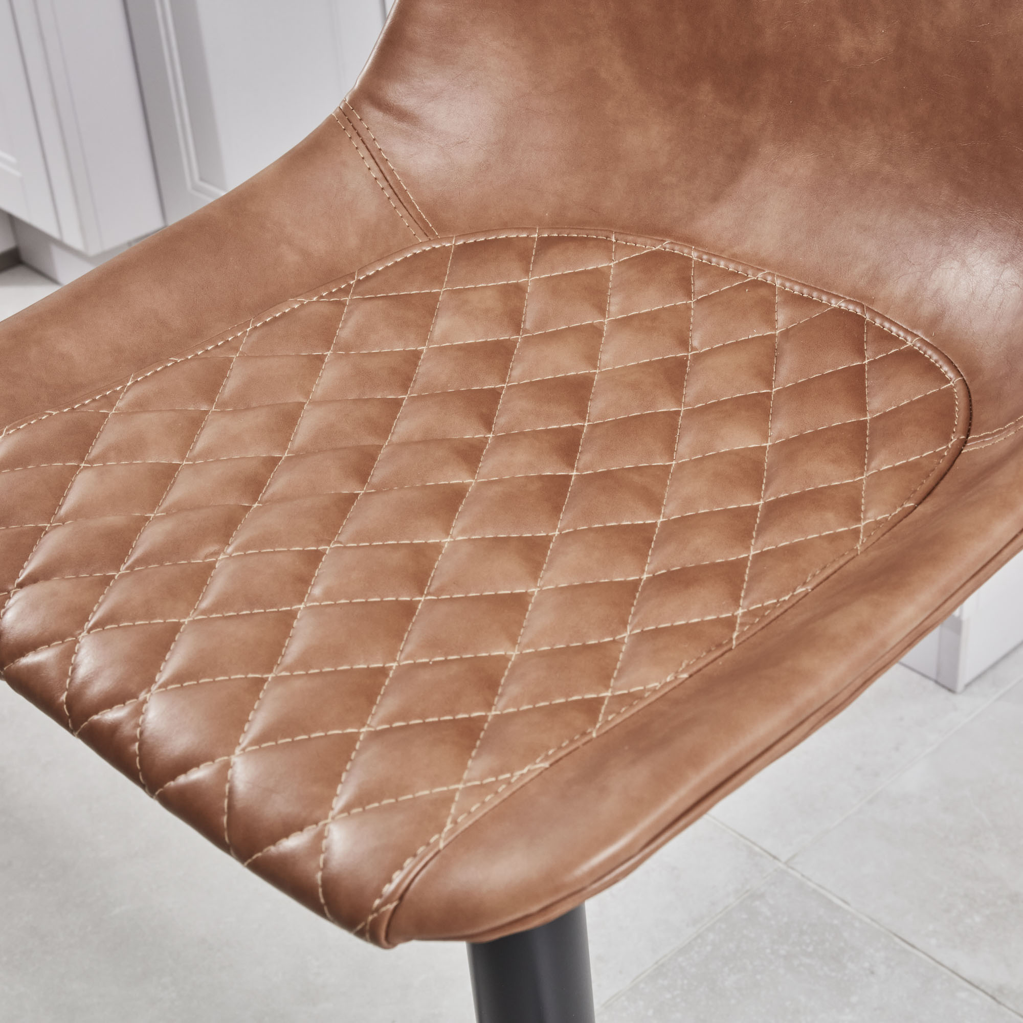Enzo Faux Tan Brown Leather Kitchen/Bar High Back Stool