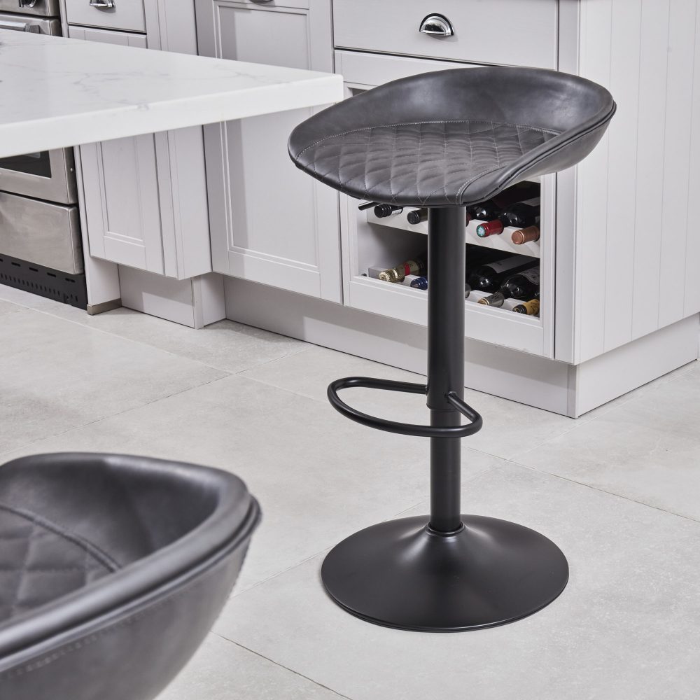 (Set of 2) Mateo Faux Grey Leather Kitchen/Bar Low Back Stool - Image 8