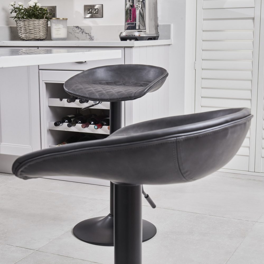 (Set of 2) Mateo Faux Grey Leather Kitchen/Bar Low Back Stool - Image 6
