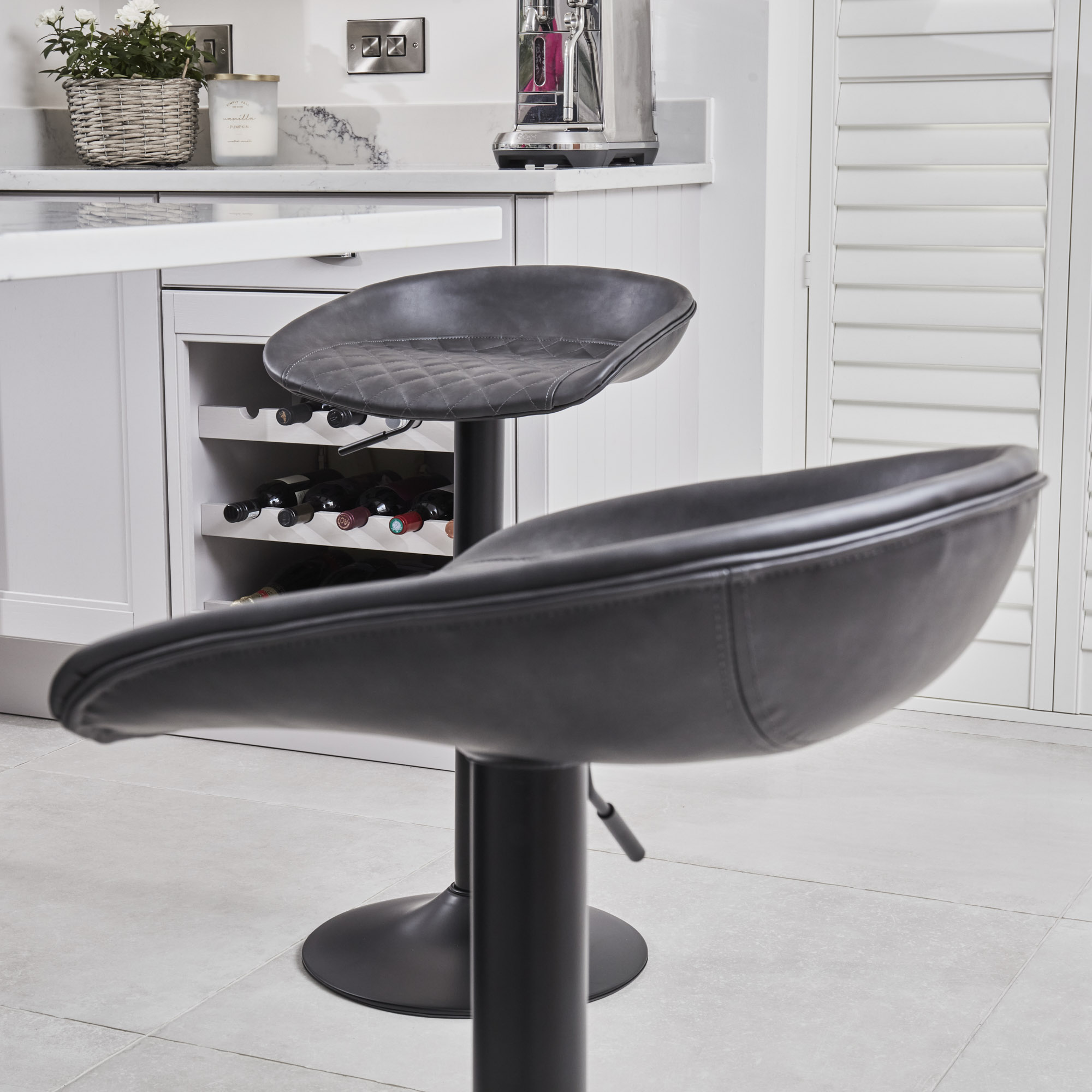 Mateo Faux Grey Leather Kitchen/Bar Low Back Stool