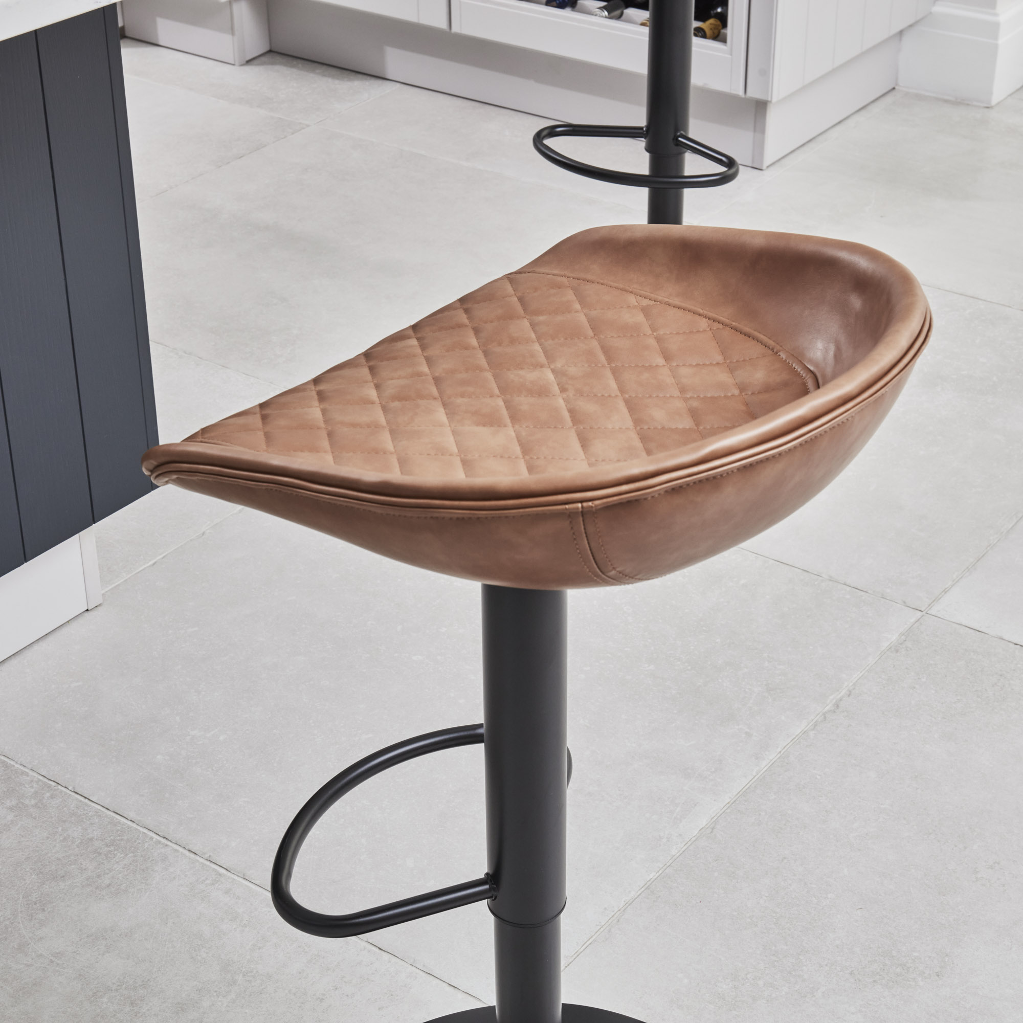 Mateo Faux Tan Brown Leather Kitchen/Bar Low Back Stool