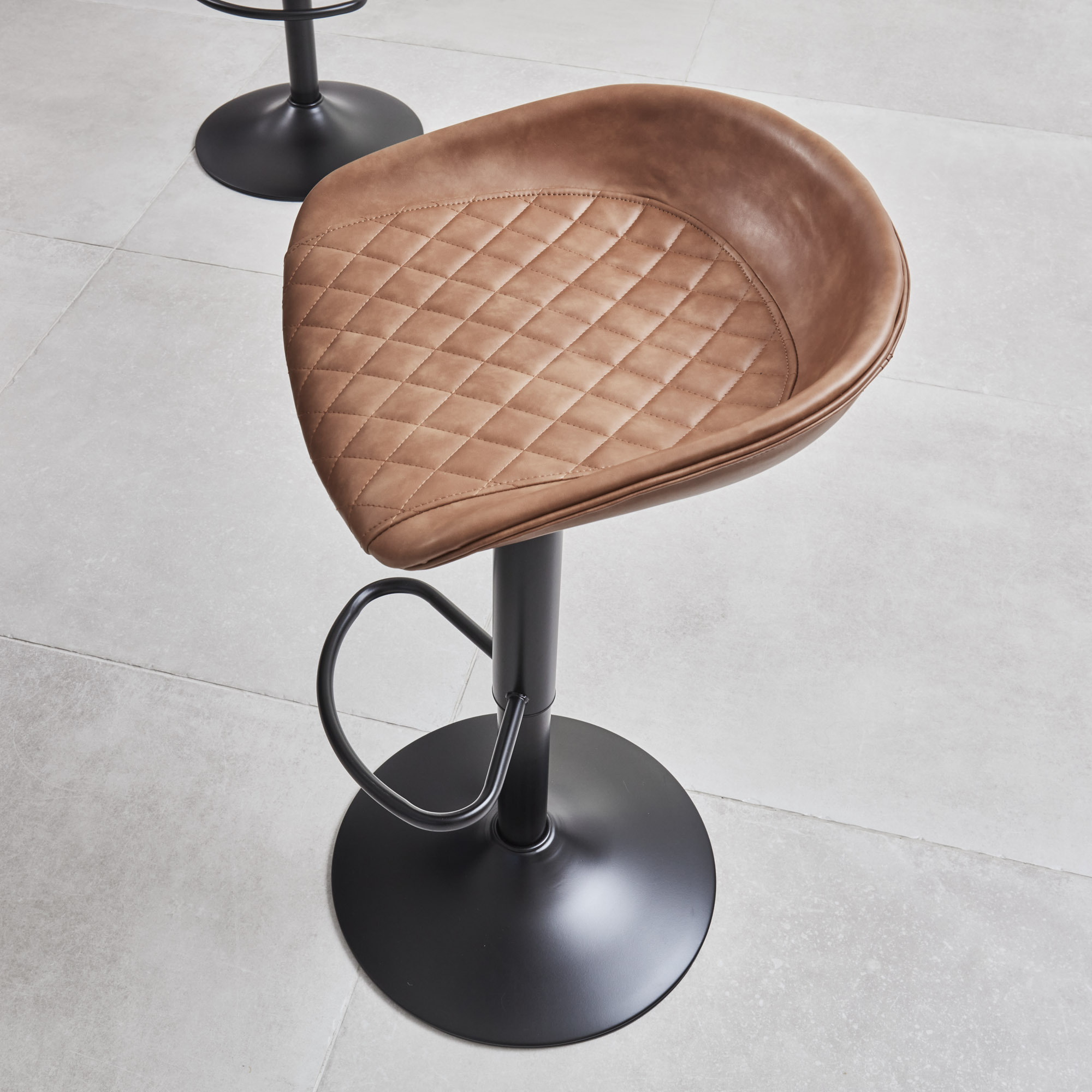 Mateo Faux Tan Brown Leather Kitchen/Bar Low Back Stool