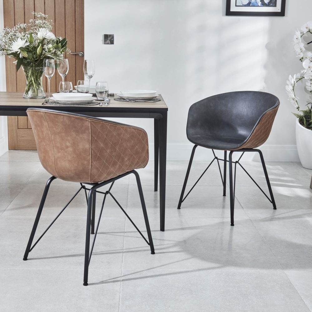 Bellagio 1.6M White Sintered Stone Dining Table Set with 4 x Camila Grey/Tan Dining Chairs - Image 15