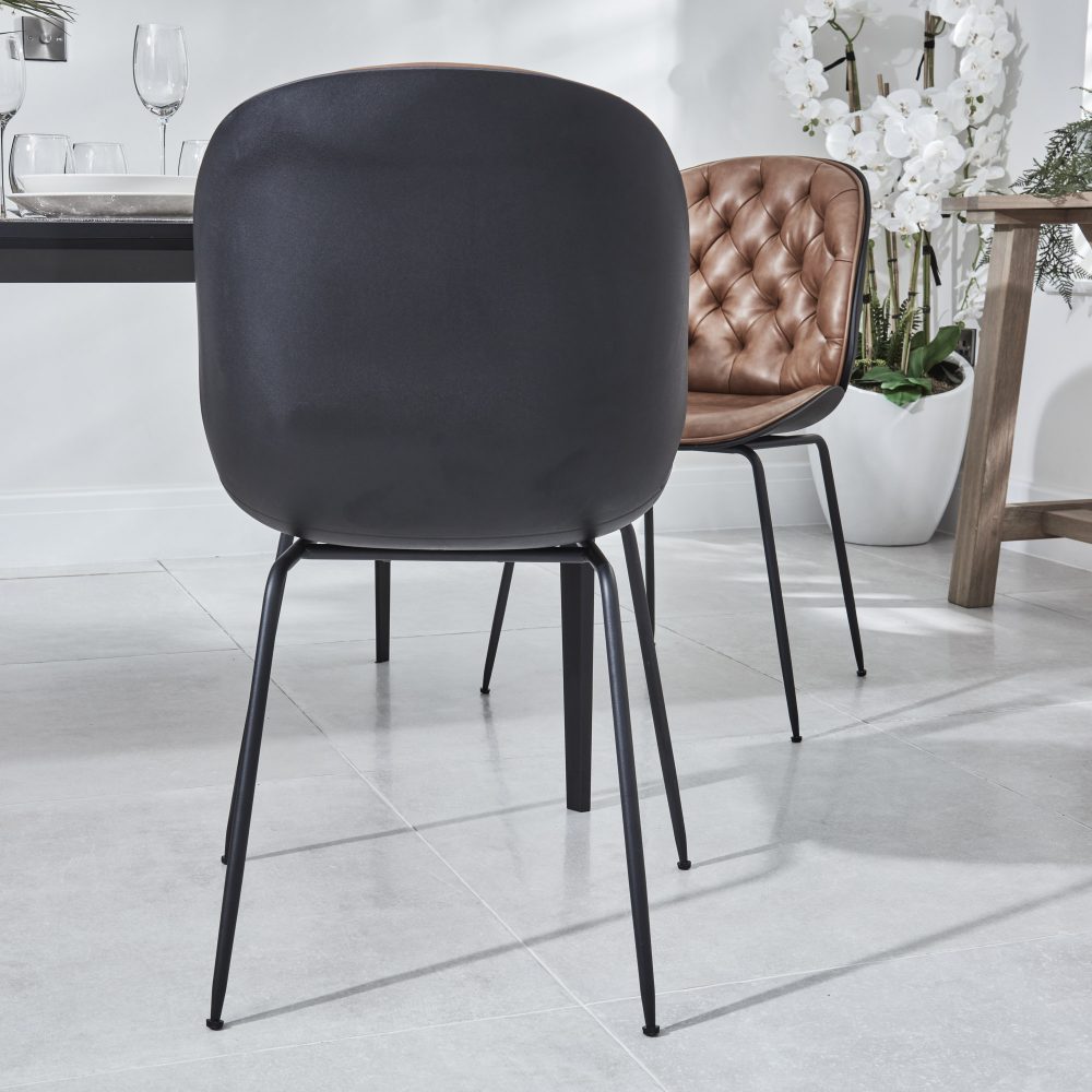 Bellagio 90cm Square Natural Oak Melamine Dining Table Set with 4x Thiago Tan Dining Chairs - Image 15