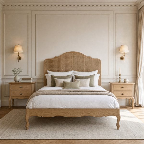 Amélie French Oak Double Cane King Size Bed- King