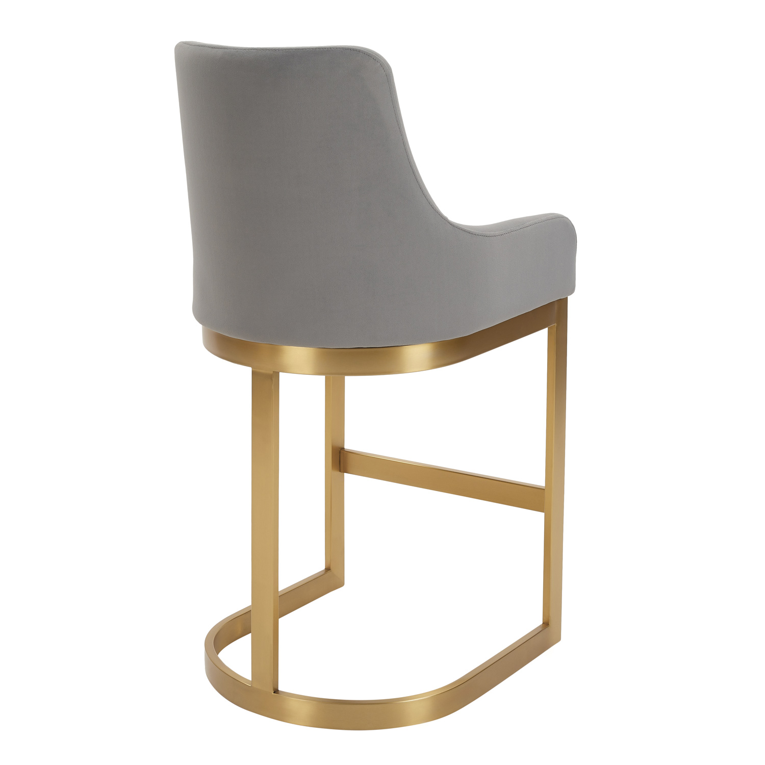 Clara Grey Velvet Counter Stool with a Gold Stainless Steel Frame