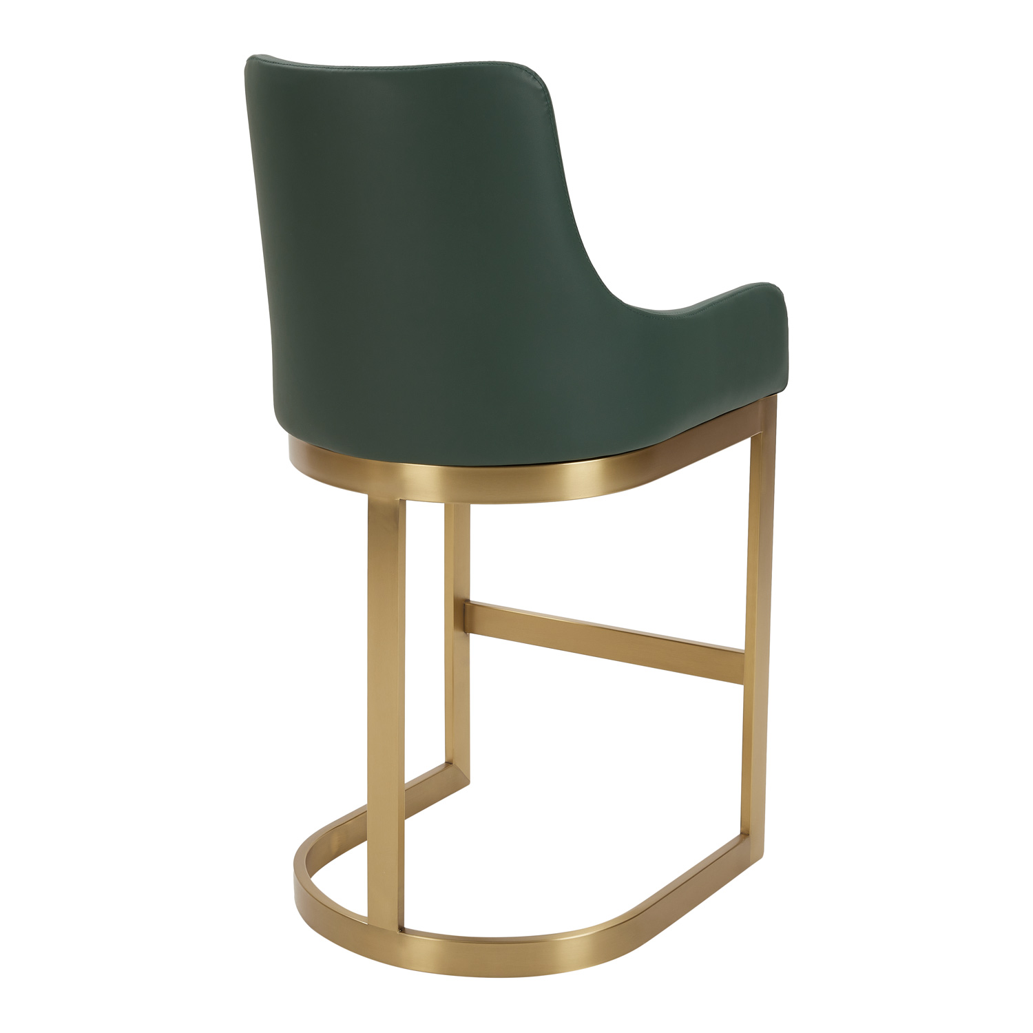 Clara Green Upholstered Counter Kitchen Stool with Gold Steel Frame