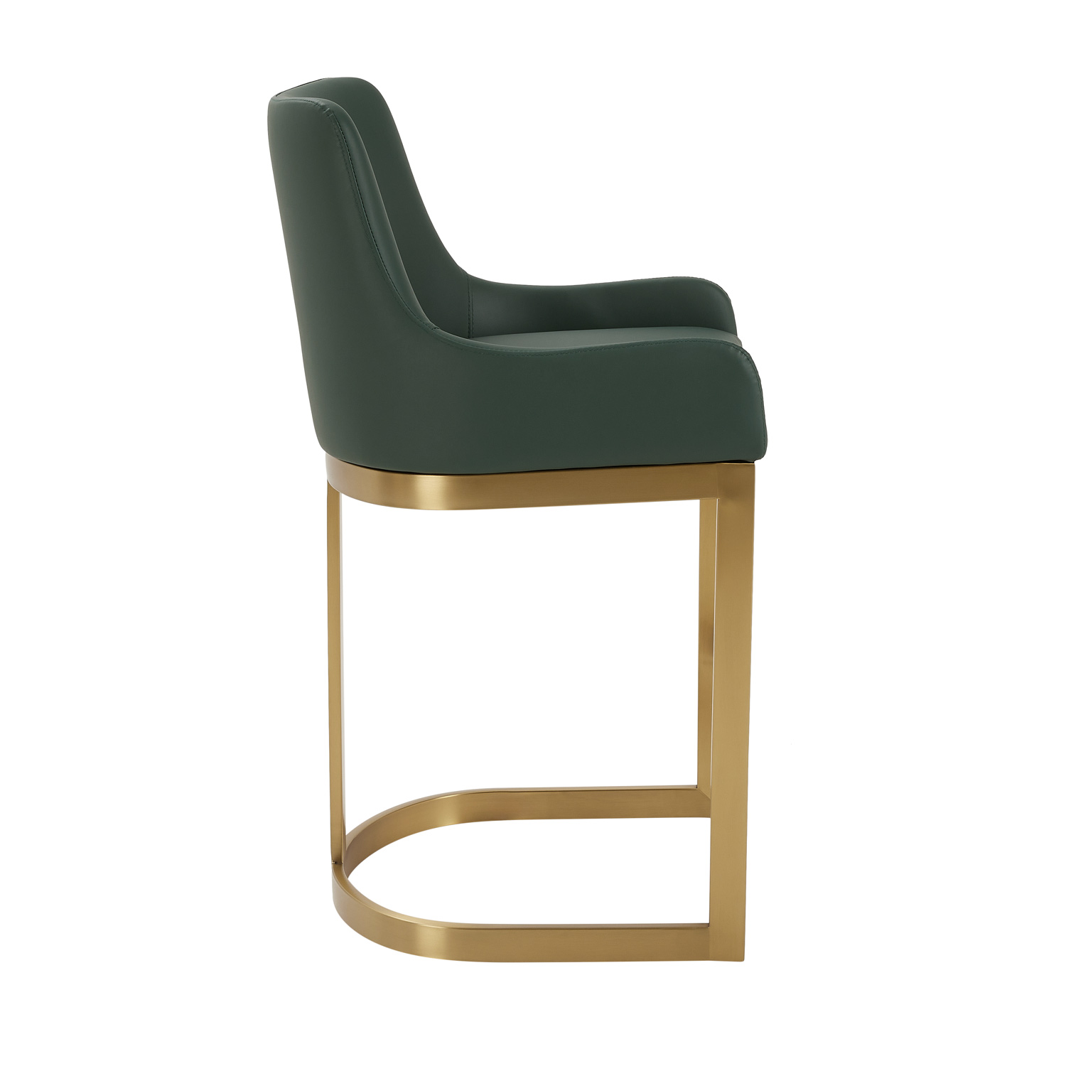 Clara Green Upholstered Counter Kitchen Stool with Gold Steel Frame