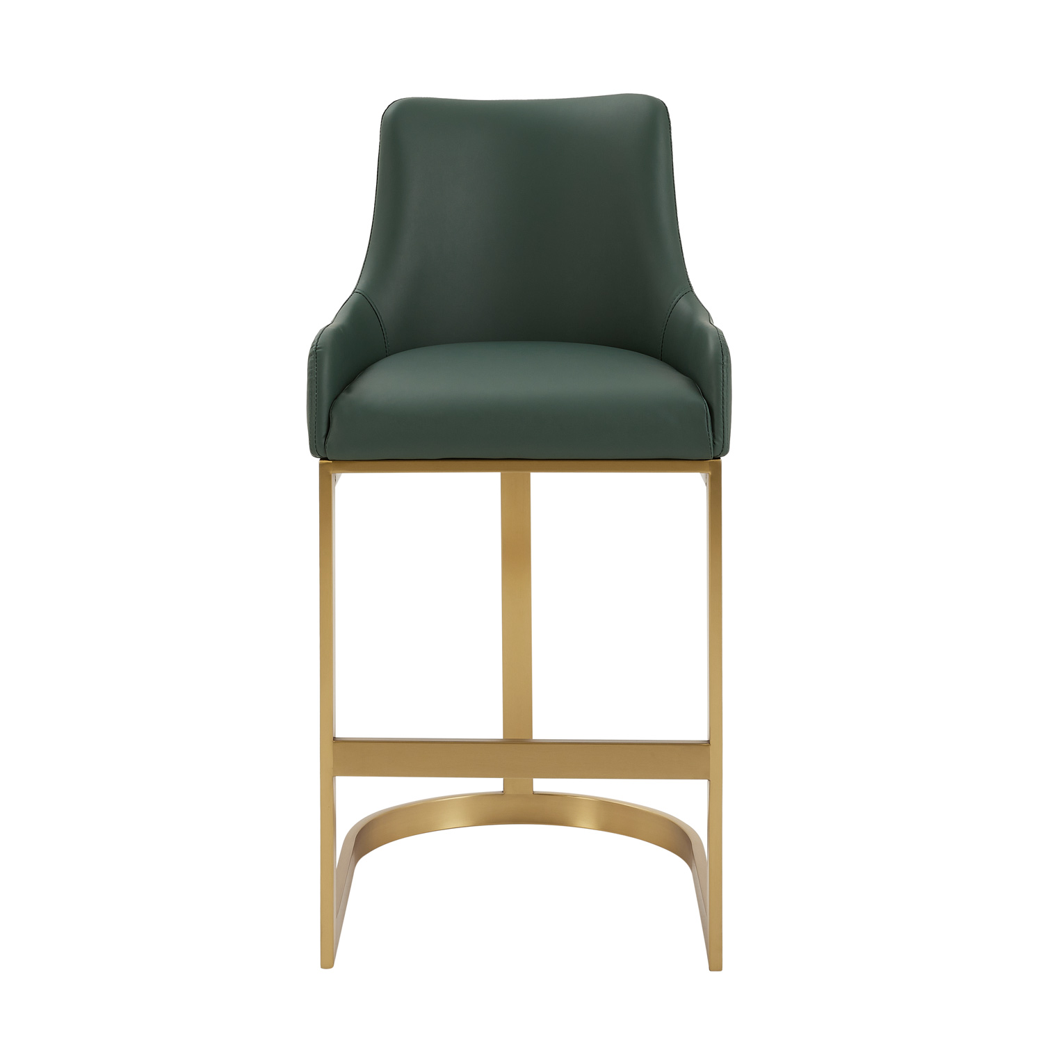 Clara Green Upholstered Counter Kitchen Stool with Gold Steel Frame