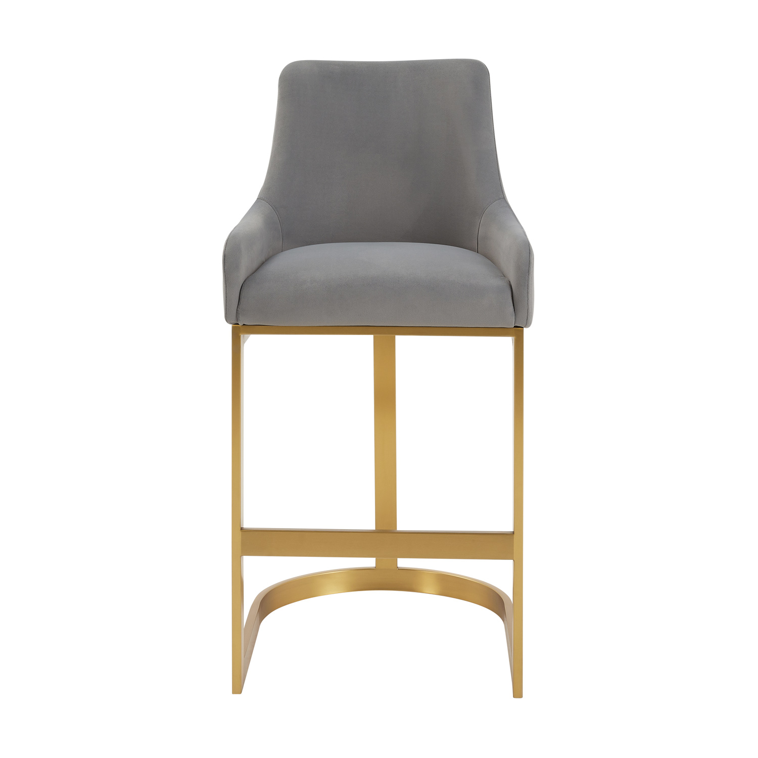 Clara Grey Velvet Counter Stool with a Gold Stainless Steel Frame