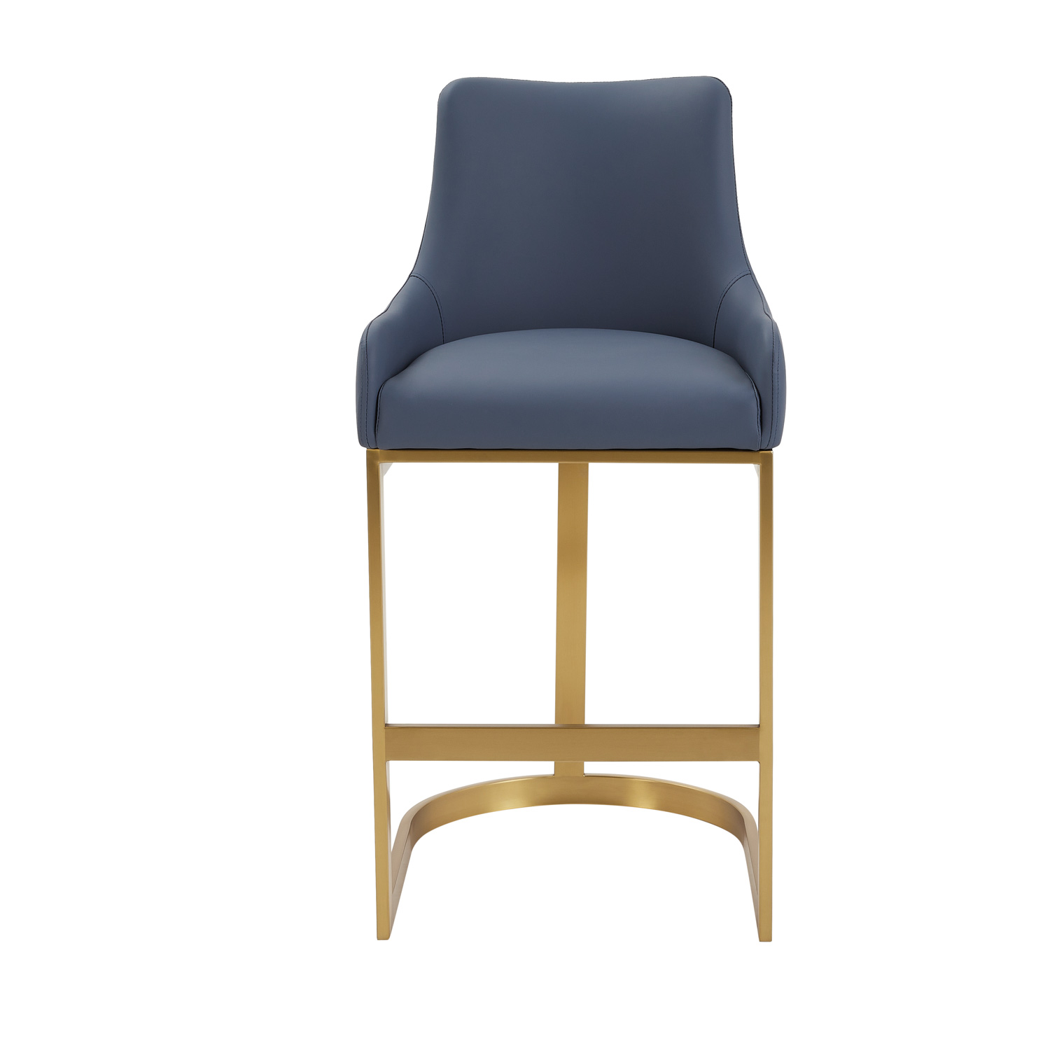 Clara Blue Upholstered Counter Kitchen Stool with Gold Steel Frame