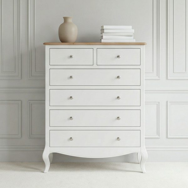 Lille French Chalk White 6 Drawer Tall Chest