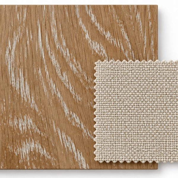 Solid North American Oak – Whitewash Finish – Oatmeal Linen