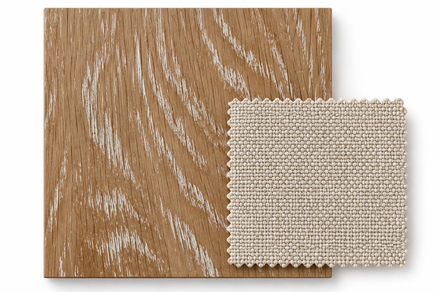 Solid North American Oak – Whitewash Finish Oatmeal Linen