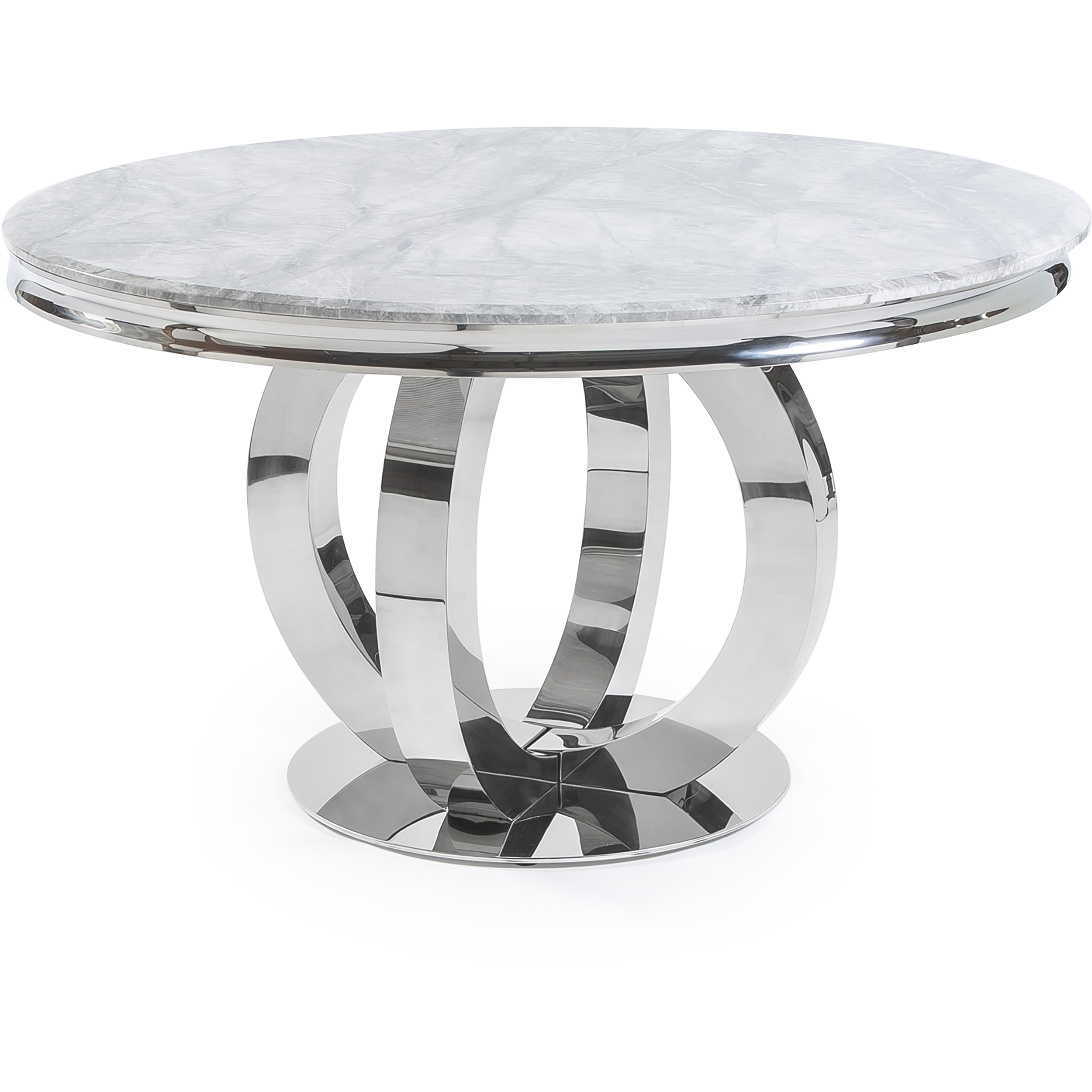 13m Circular Grey Marble Stainless Steel Dining Table Grosvenor Furniture