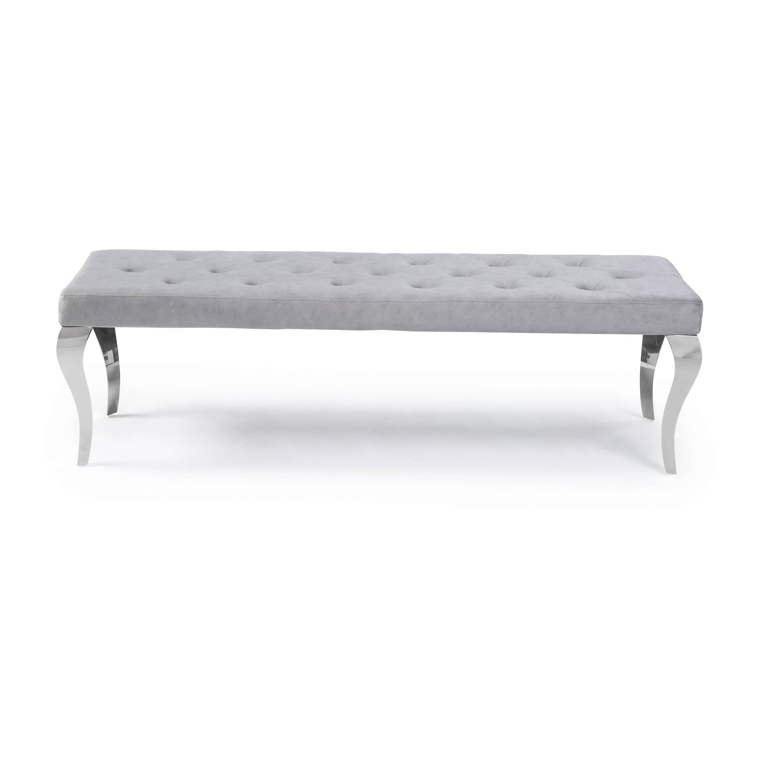 Louis Upholstered Grey Velvet Dining Bench