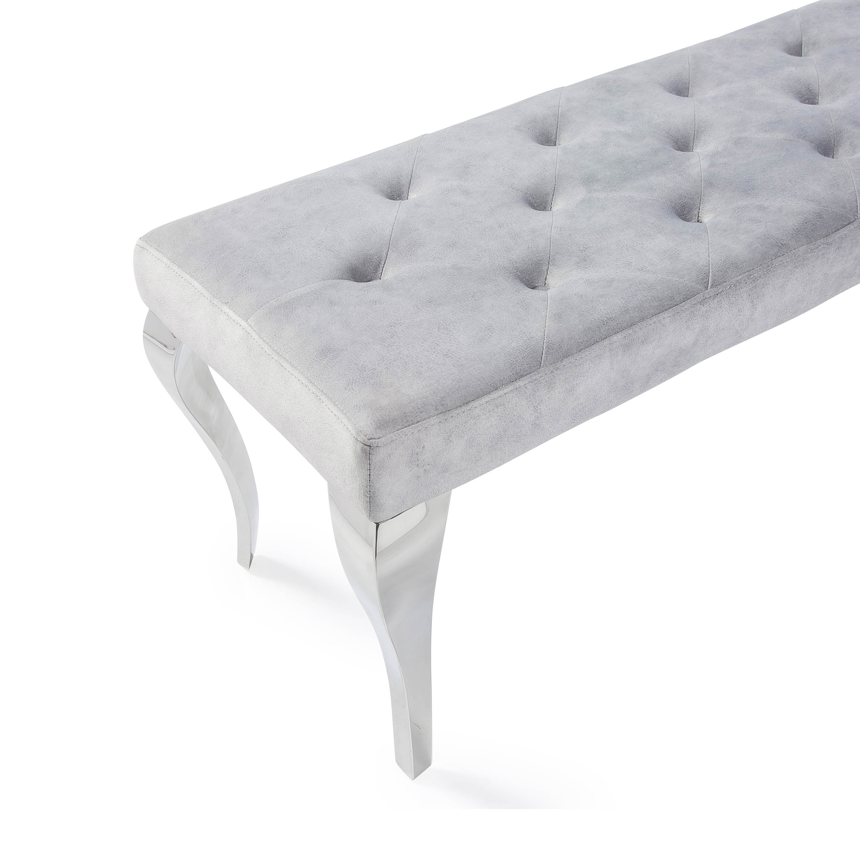 Louis Upholstered Grey Velvet Dining Bench