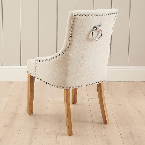 Chelsea Oak Scoop Back Linen Upholstered Dining Chair – Second