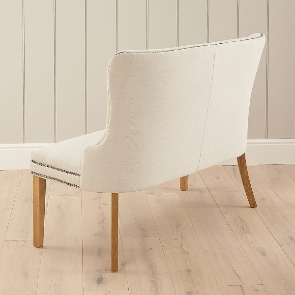 3 Seater Natural Linen Upholstered Dining Bench – Second