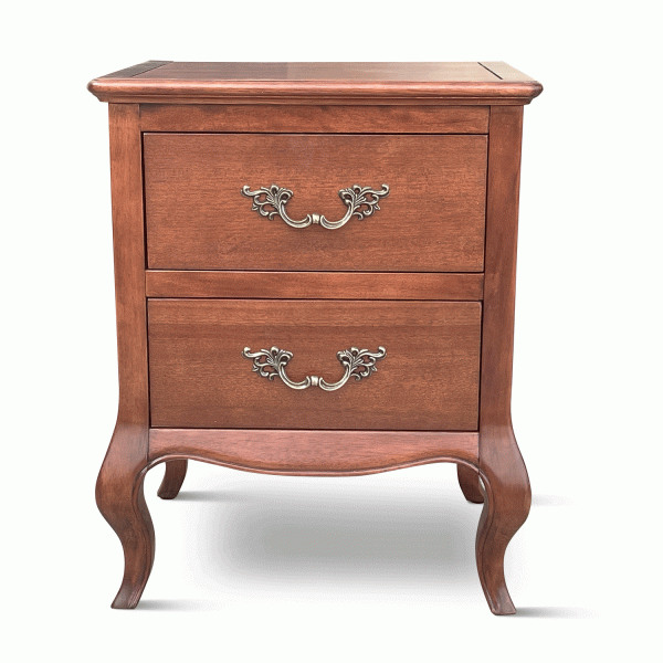 Lille French Mahogany Two Drawer Bedside Table