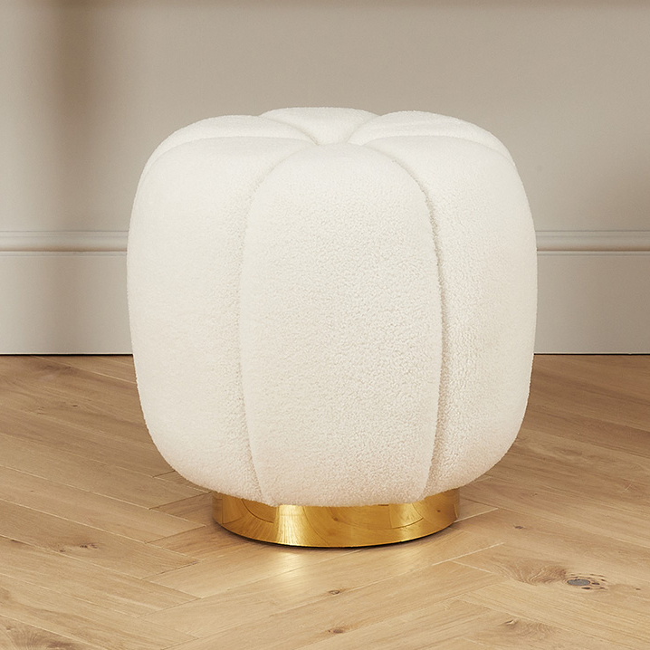 Charlotte Boucle Cloud Stool – Gold Base