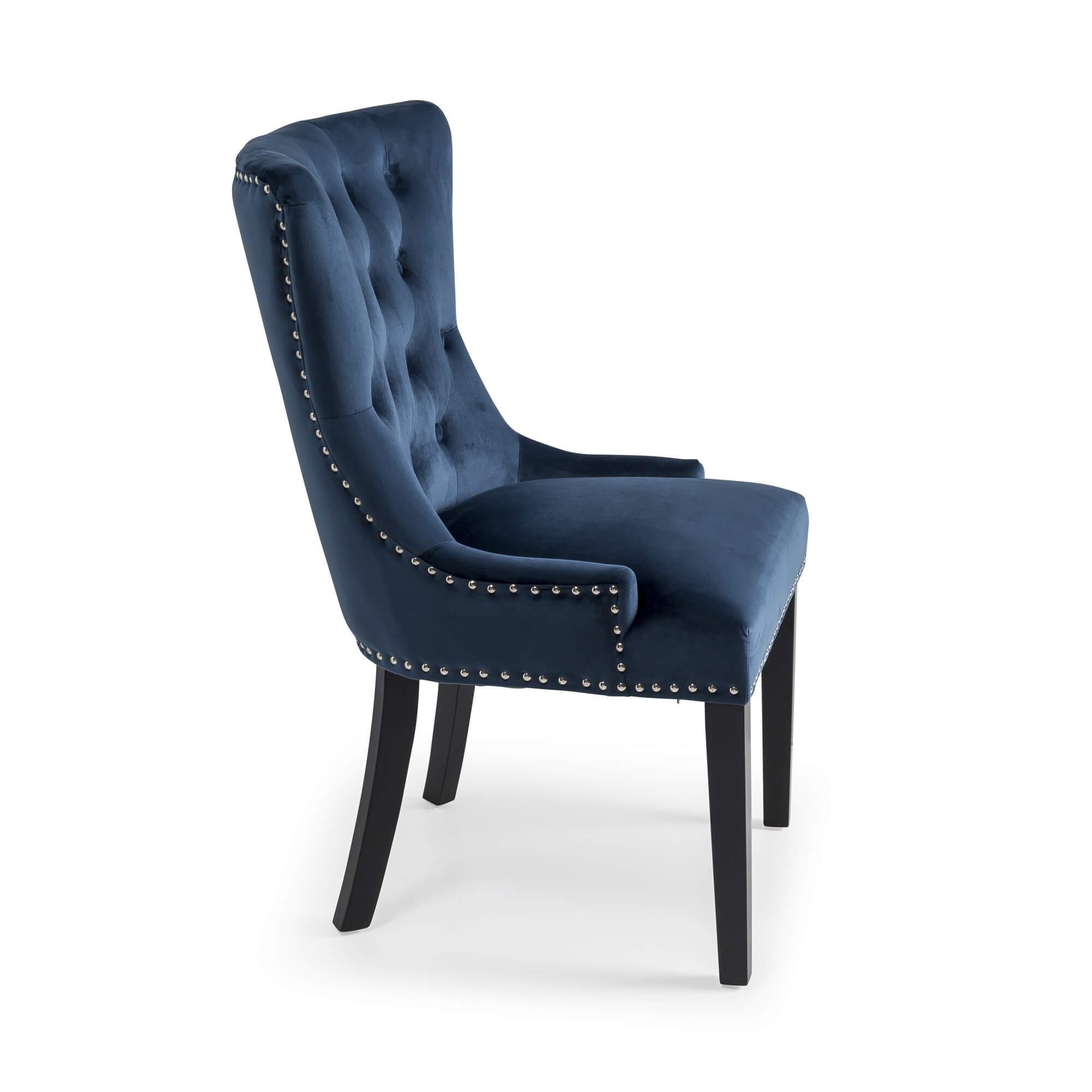 Knightsbridge Royal Blue Velvet Dining Chair – Hoop Handle – Black Legs