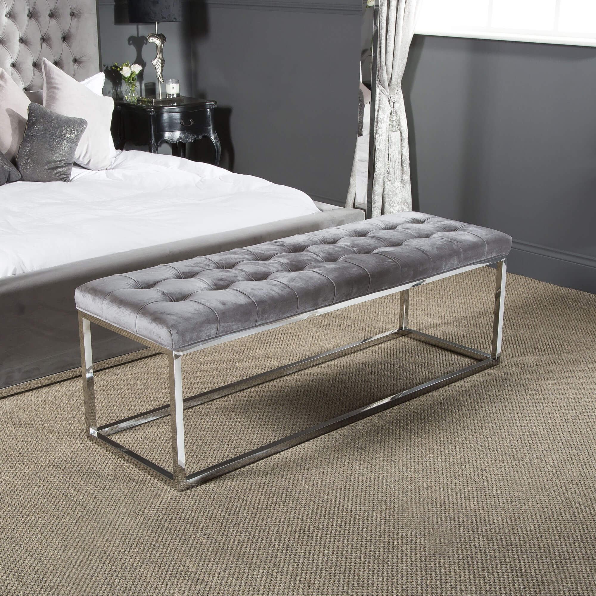 Luxurious Brushed Velvet Bedroom Bench