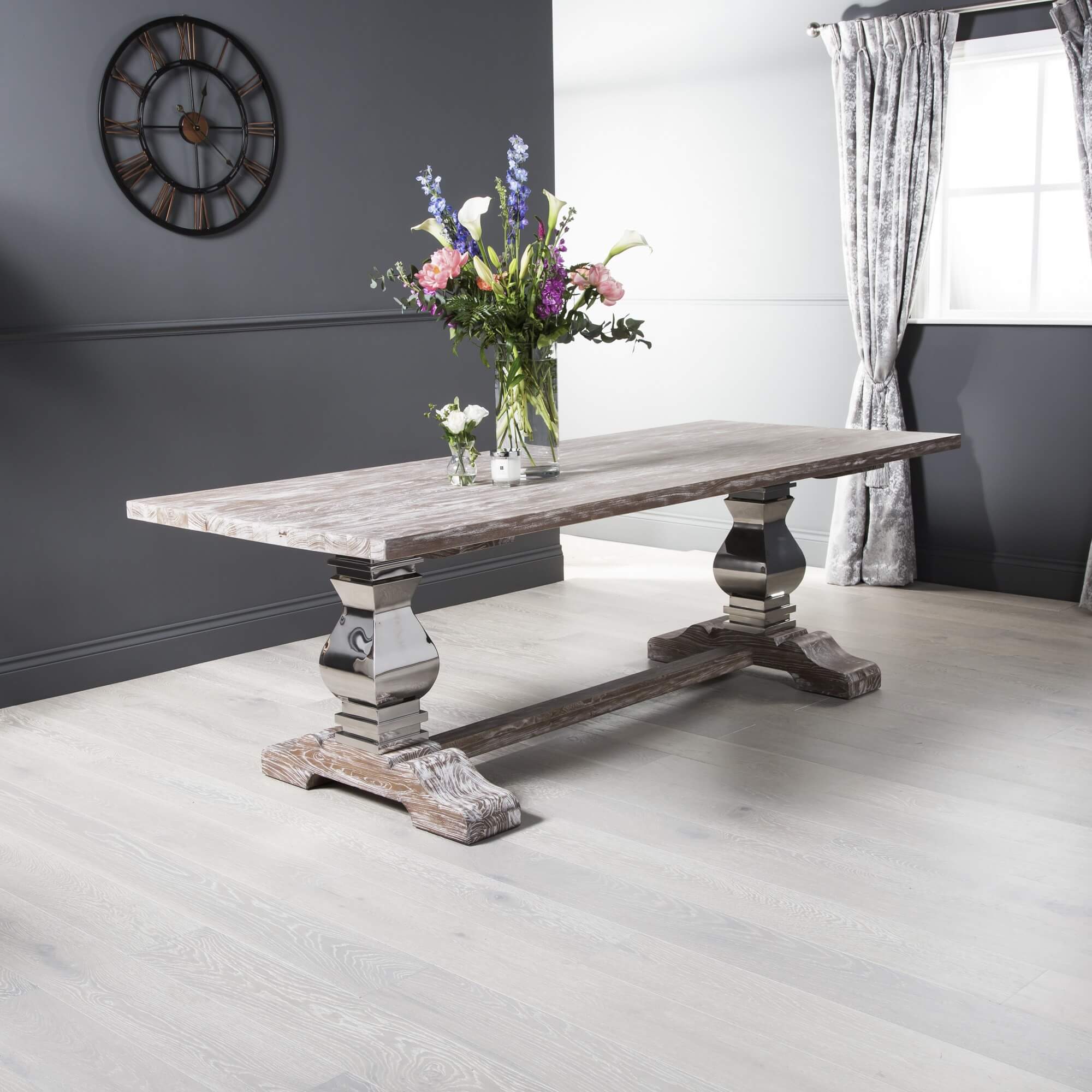 2.4m Solid Elm Refectory Dining Table