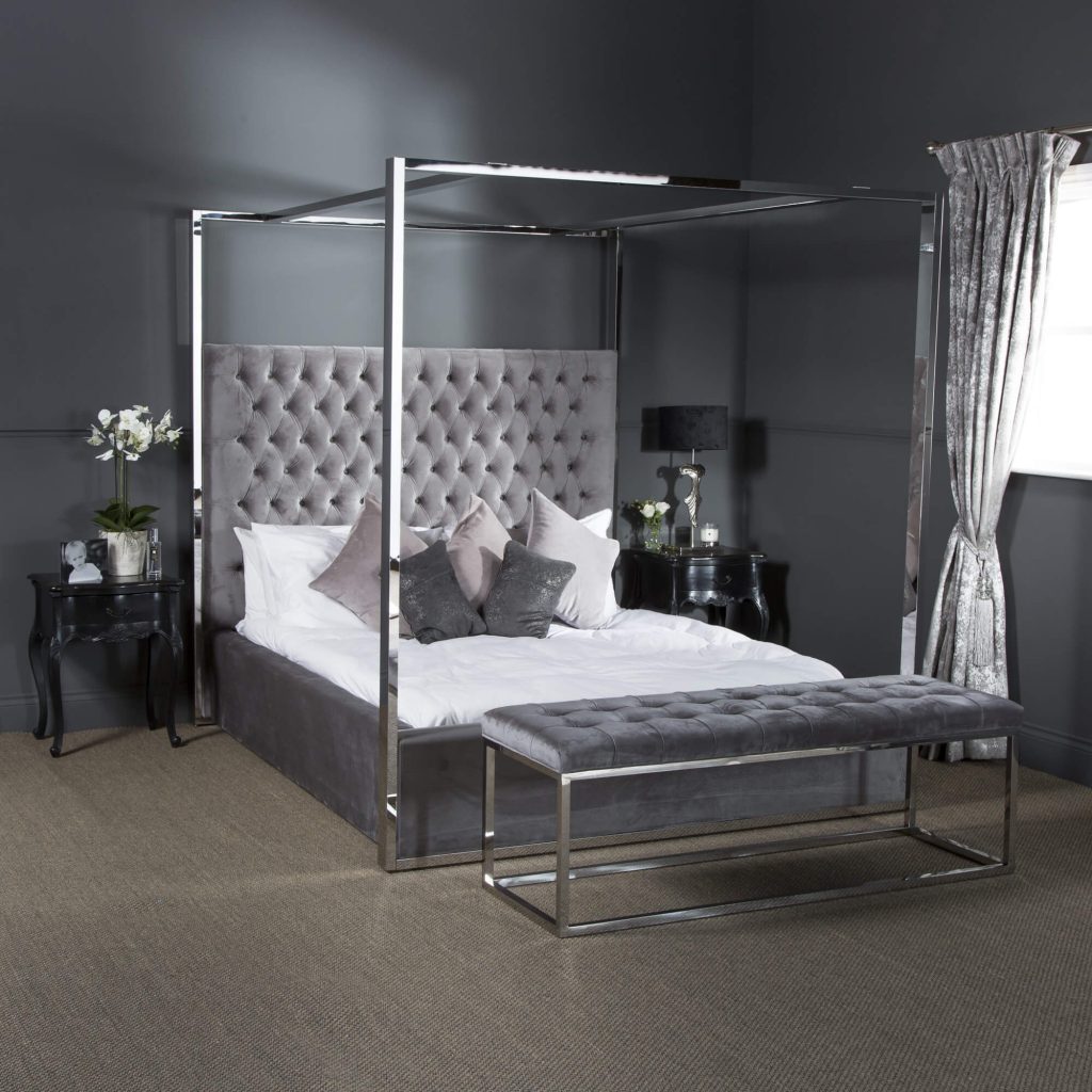King Size Boston Polished Steel Four, King Size Metal Four Poster Bed