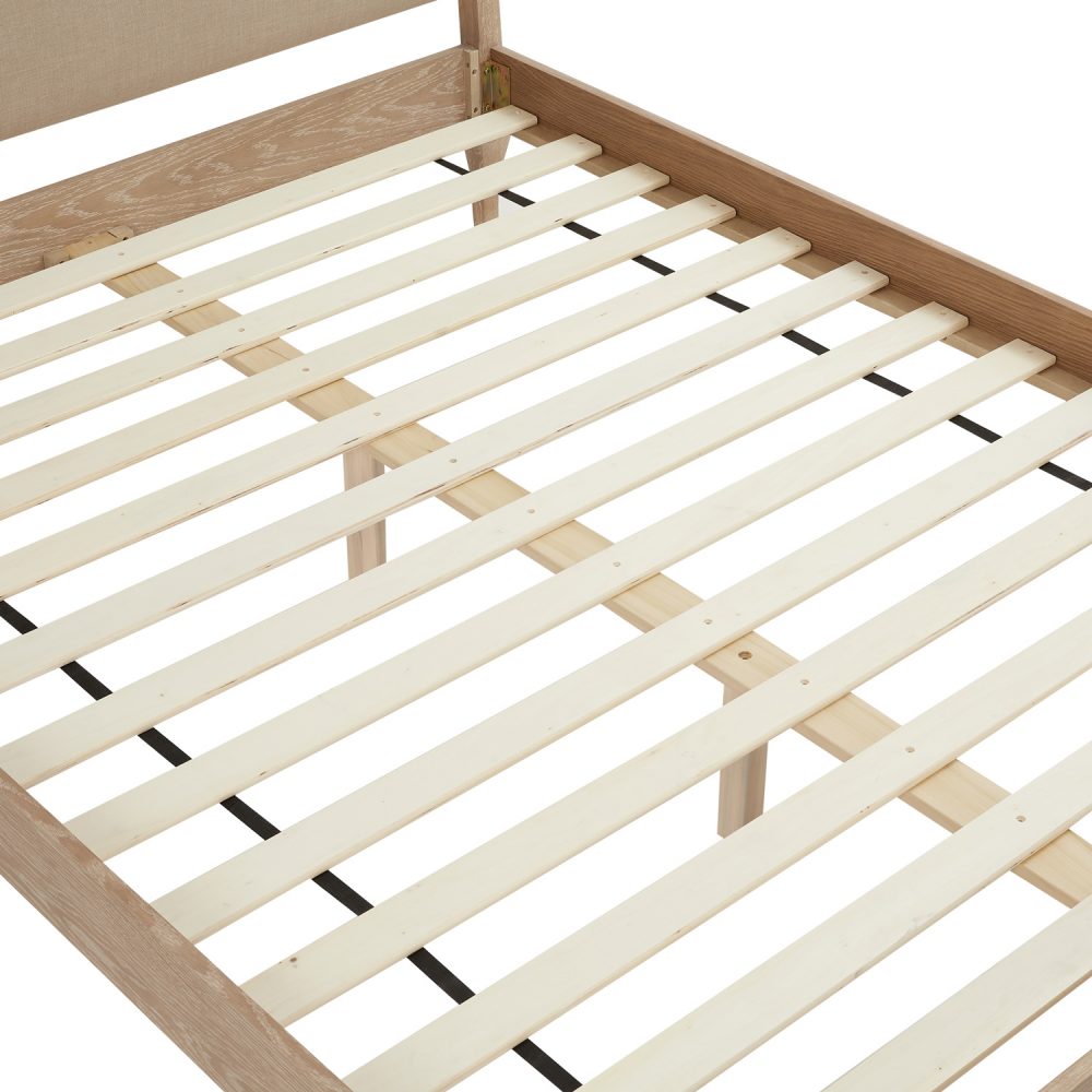 Lille French Limed Oak Upholstered Low Foot Board Bed - Double - Image 9