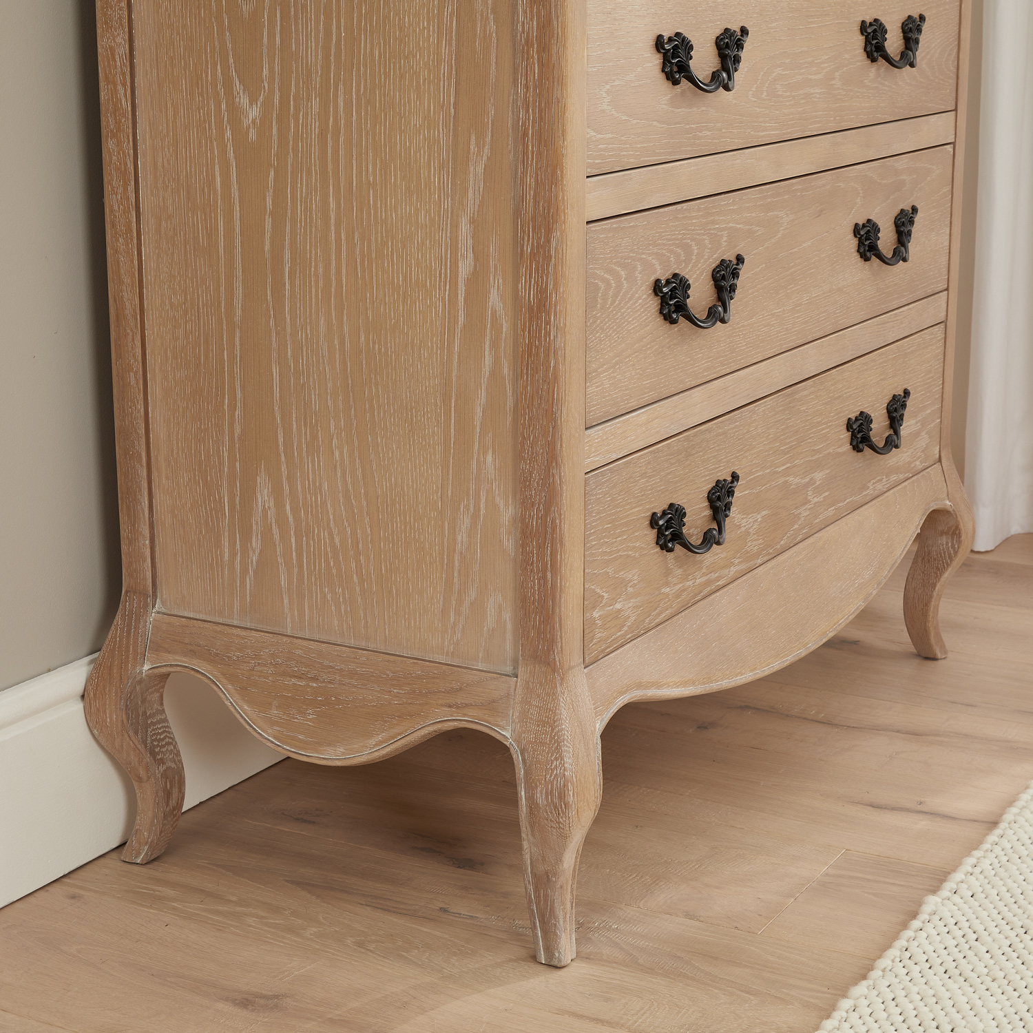 Lille French Limed Oak 6 Drawer Tall Chest