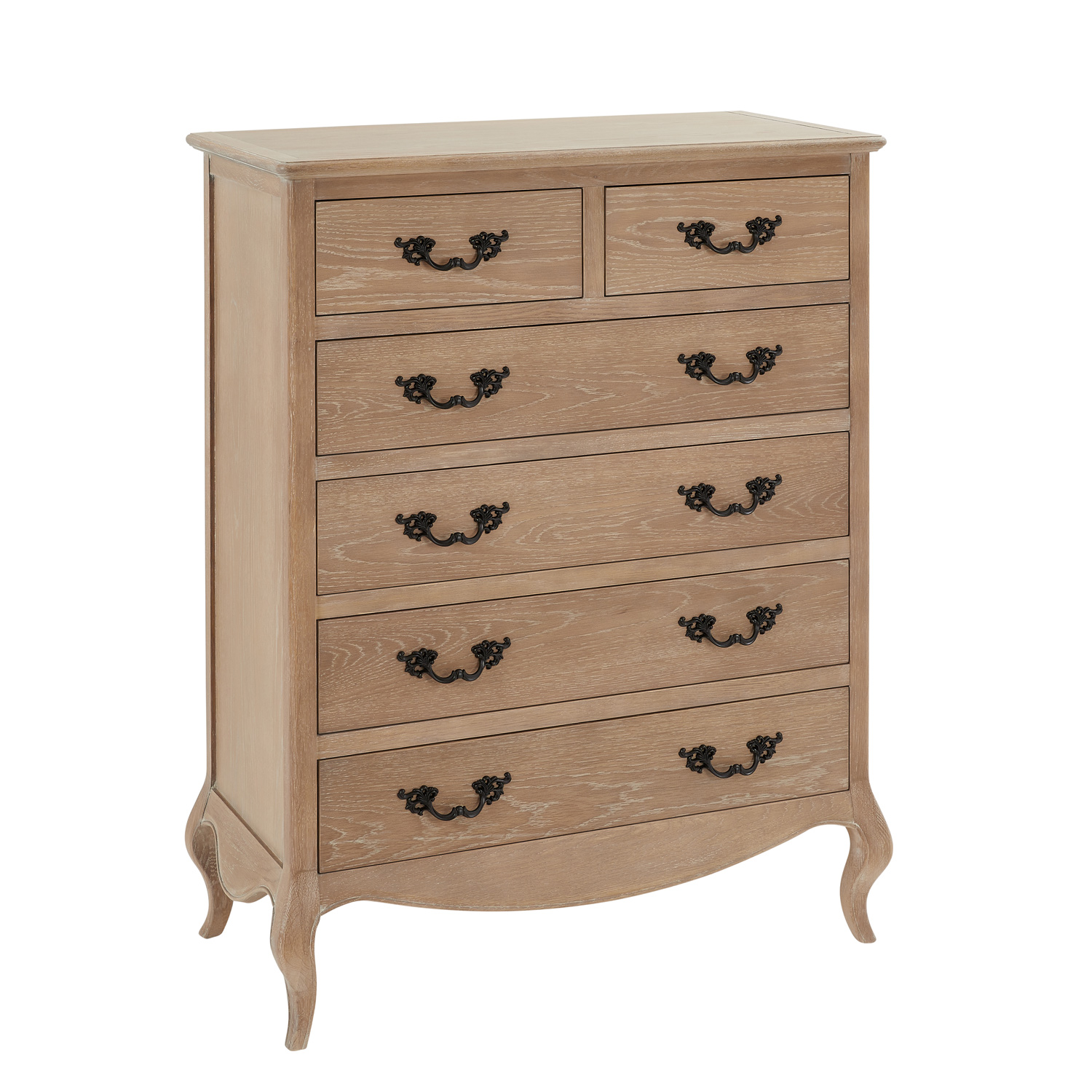 Lille French Limed Oak 6 Drawer Tall Chest