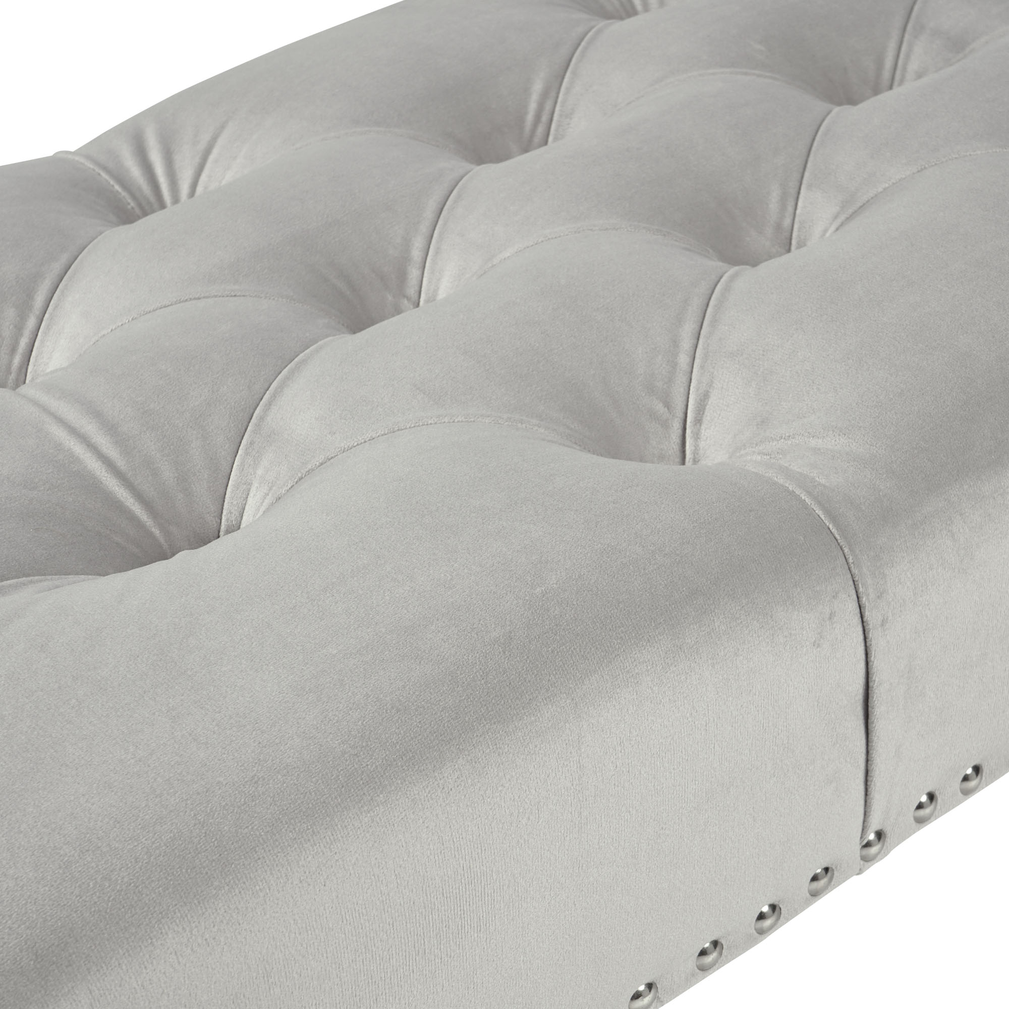 Richmond Upholstered Light Grey Brushed Velvet Dining Bench – Steel Legs
