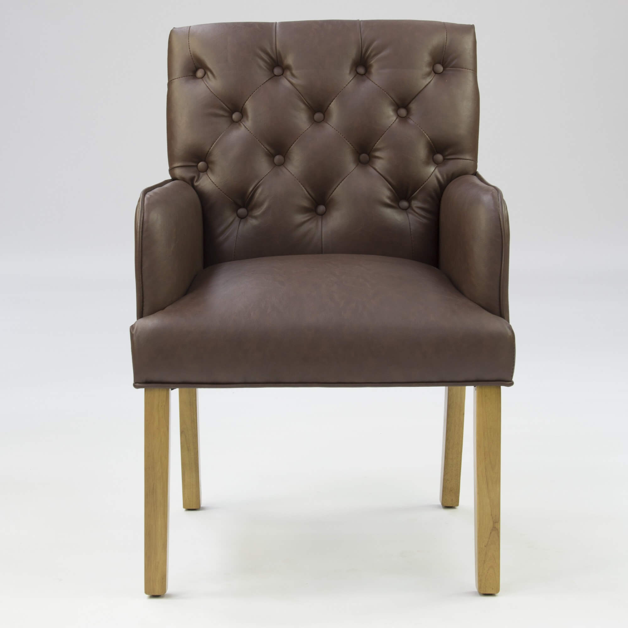Faux Brown Leather Regent Dining Chair