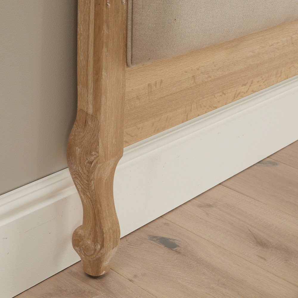 Clementine French Whitewash Oak Upholstered Divan Base Headboard - King - Image 7