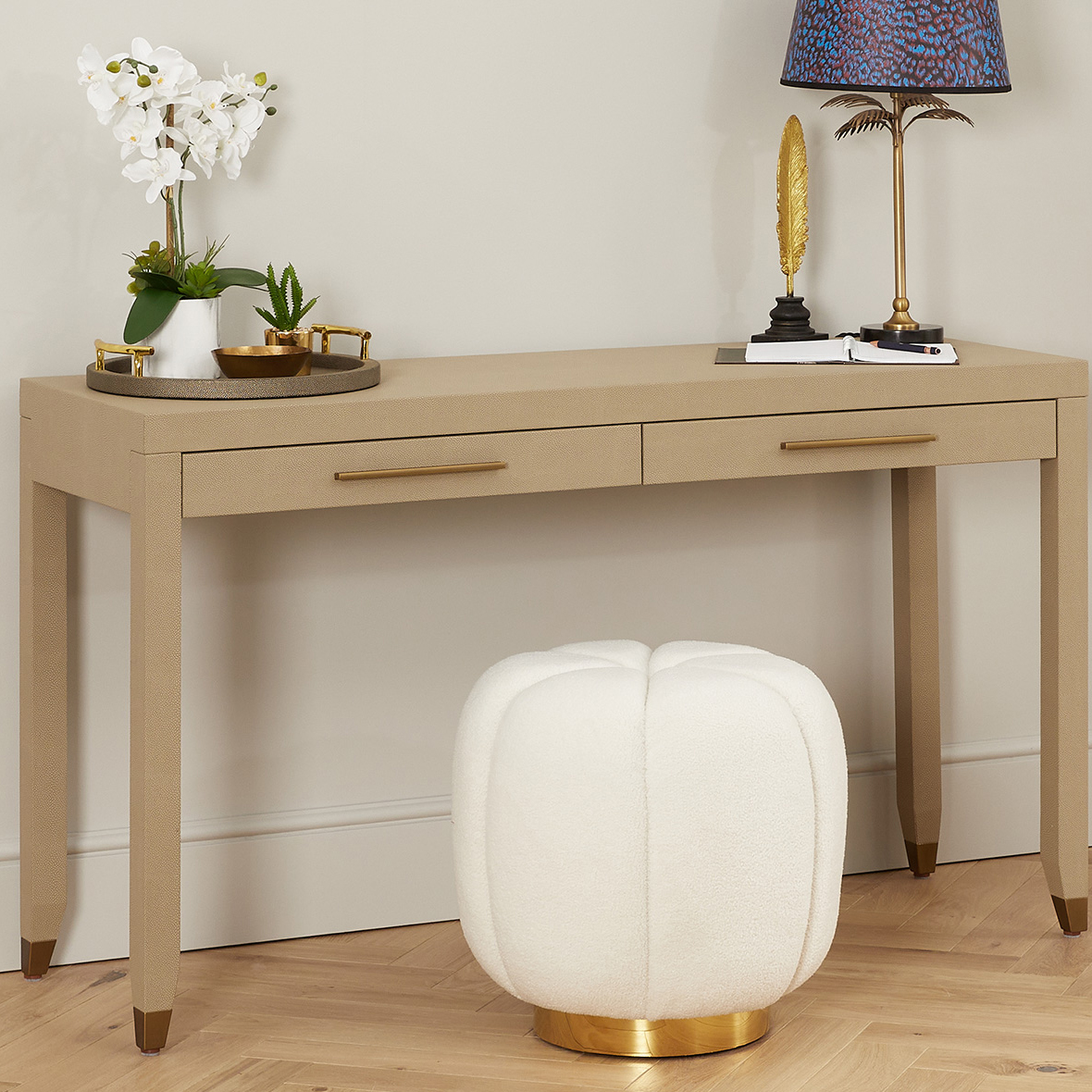 Charlotte Boucle Cloud Stool – Gold Base