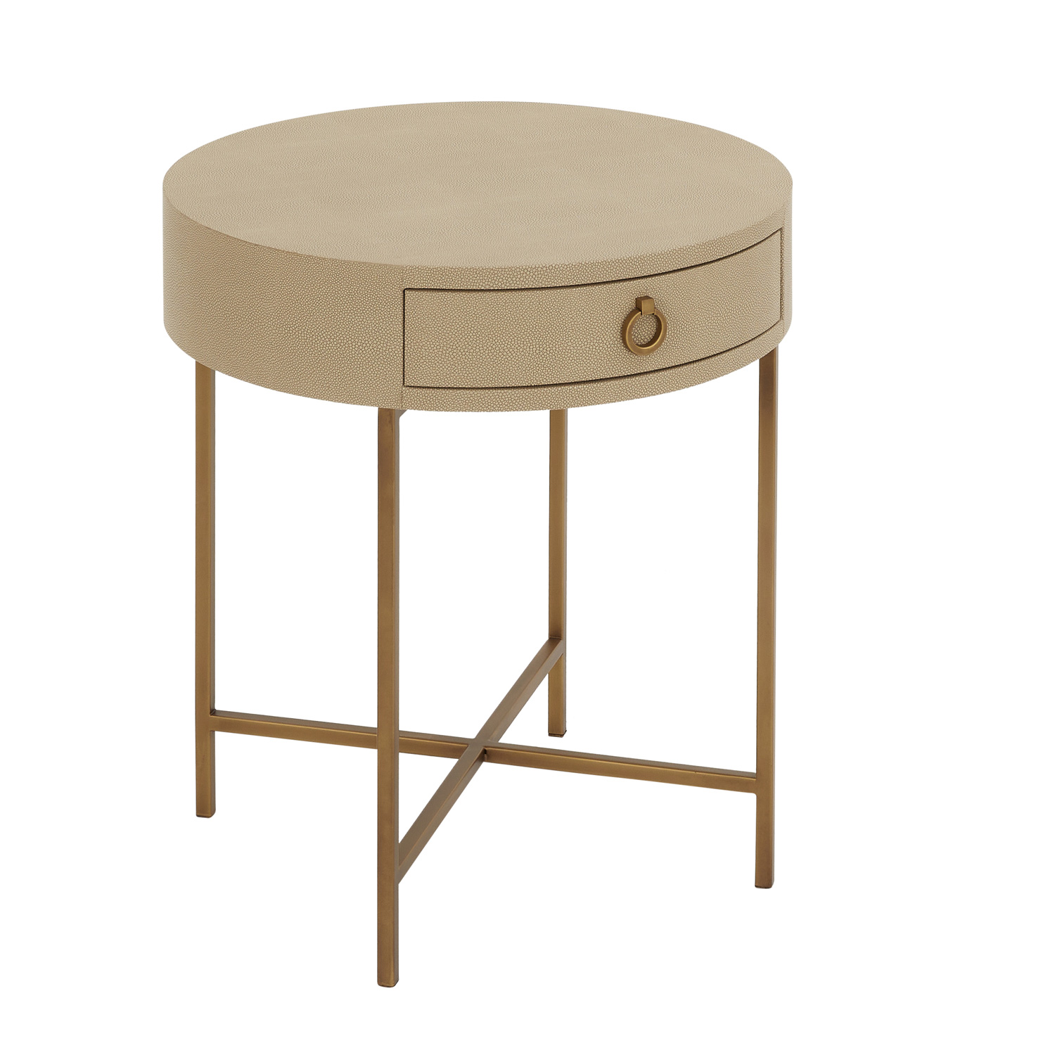 Richmond Circular Shagreen 1 Drawer Lamp Table