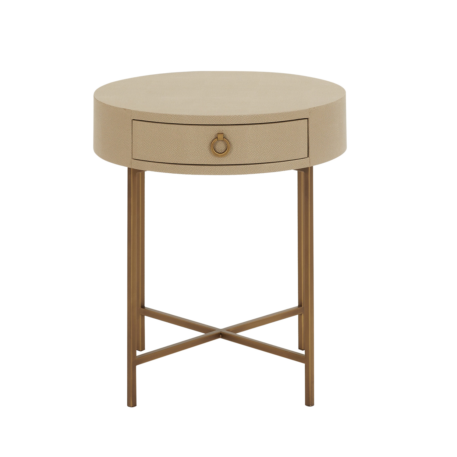 Richmond Circular Shagreen 1 Drawer Lamp Table