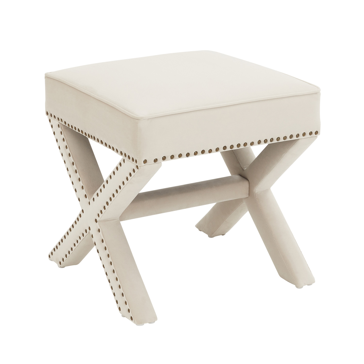 Olivia Cream Velvet Dressing Stool