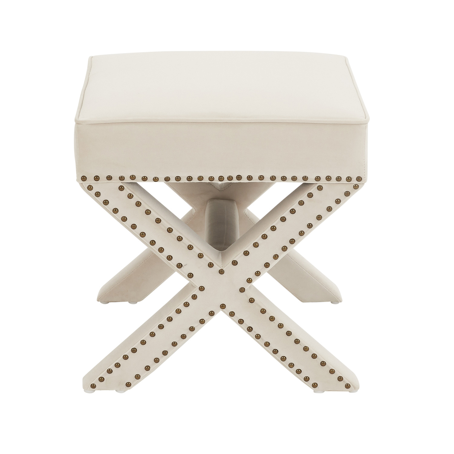 Olivia Cream Velvet Dressing Stool