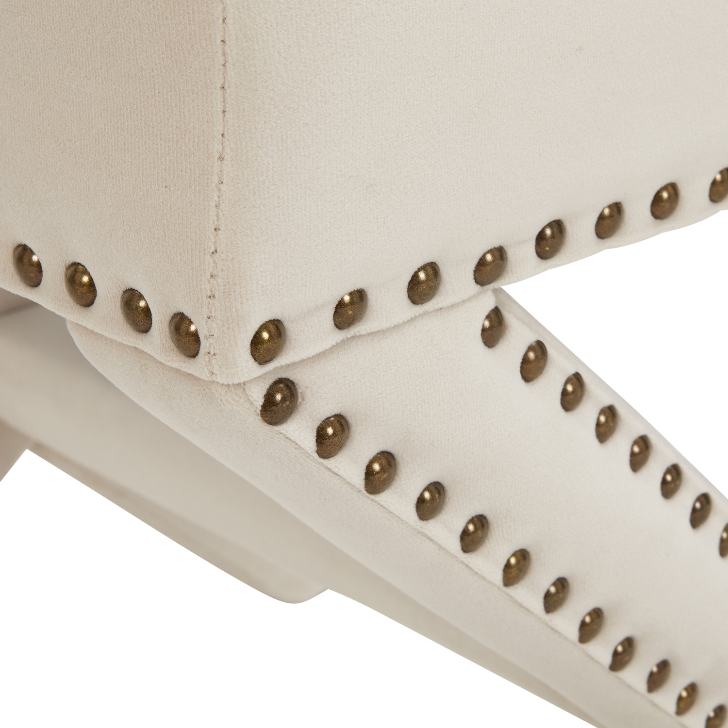 Olivia Cream Velvet Dressing Stool