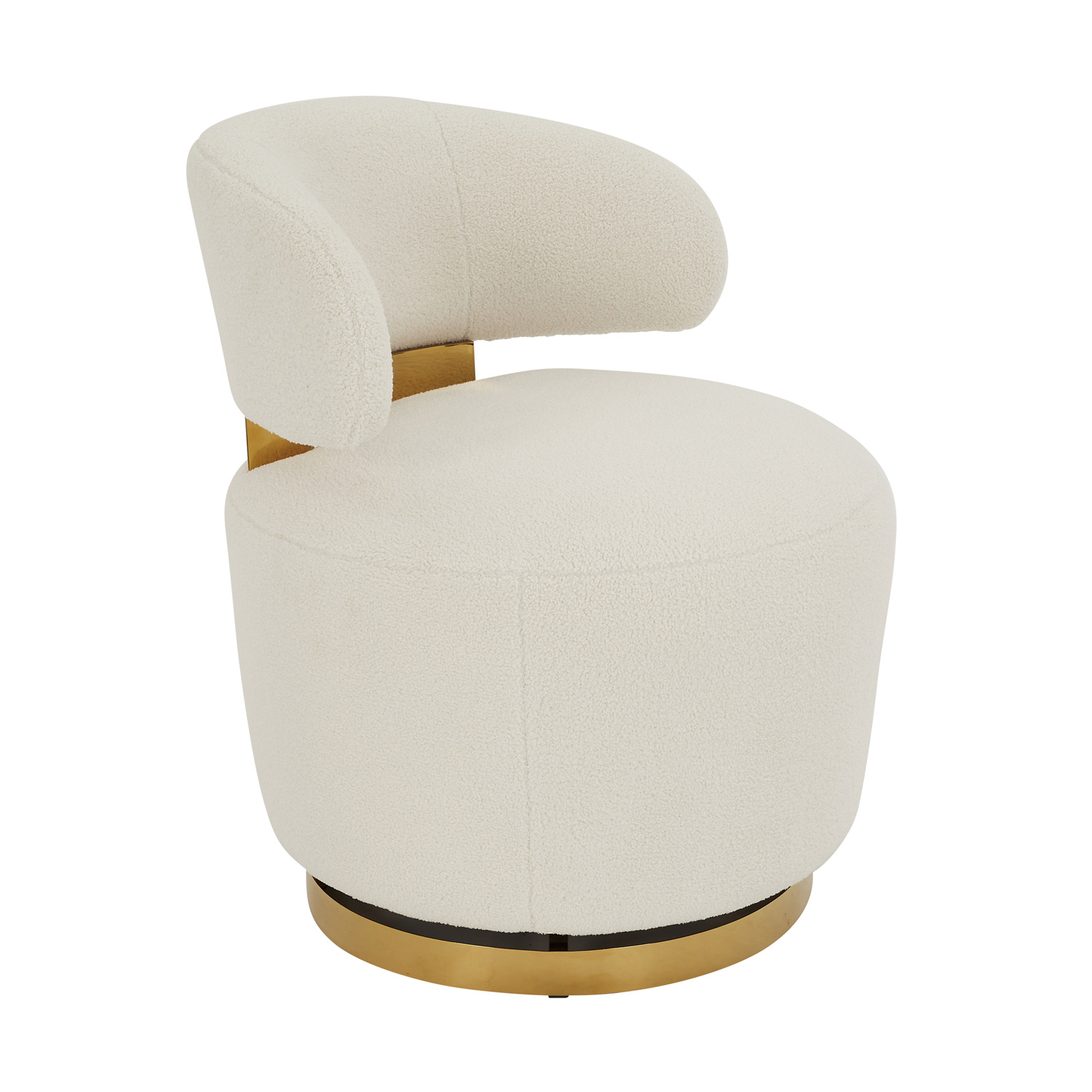 Cecilia Boucle Lounge Chair – Gold Base