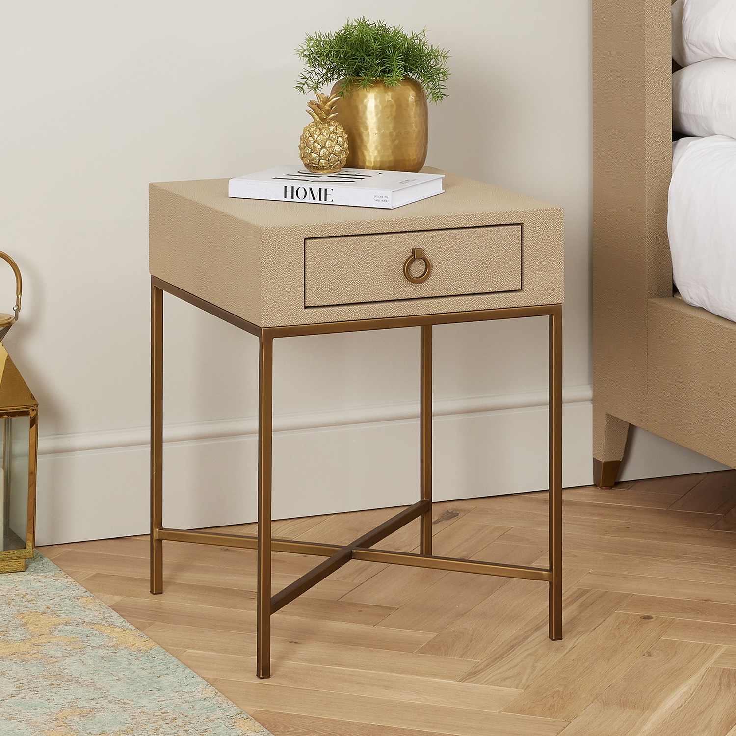 Richmond Shagreen 1 Drawer Lamp Table