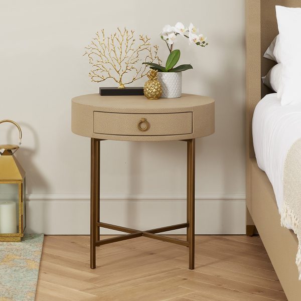 Richmond Circular Shagreen One Drawer Lamp Table