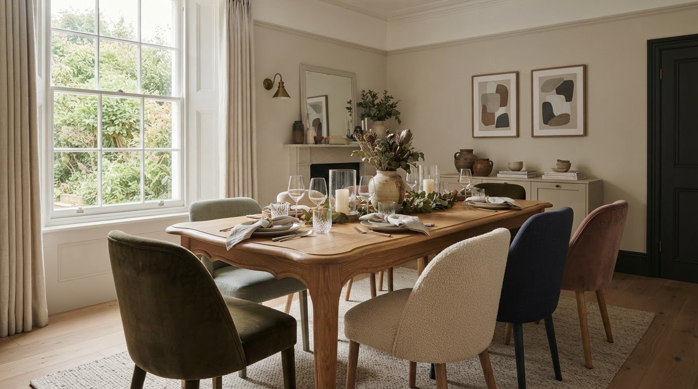 Read more about the article What Colour Dining Chairs Go with an Oak Table? A Stylish Guide